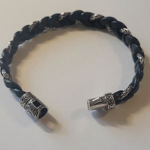 John Hardy braided leather And Sterling silver bracelet. 8" long